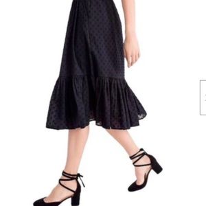 J Crew Tiered eyelet poplin midi skirt size medium black
